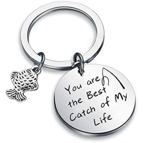 Zuo Bao Fishing Lure Jewelry My Best Catch was You Fisherman Gifts Funny Keychain for Husband Boyfriend
