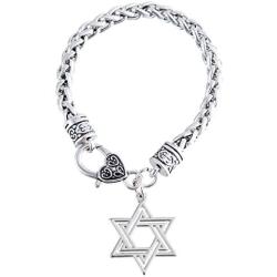 VASSAGO Jewish Star of David Amulet Talisman Charm Pendant Wheat Chain Bracelet
