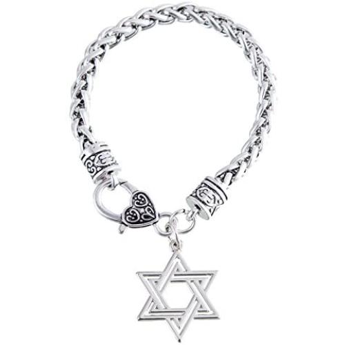 VASSAGO Jewish Star of David Amulet Talisman Charm Pendant Wheat Chain Bracelet