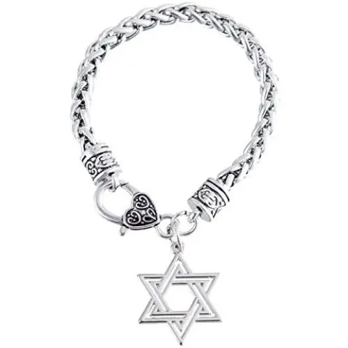 VASSAGO Jewish Star of David Amulet Talisman Charm Pendant Wheat Chain Bracelet VASSAGO Jewish Star of David Amulet Talisman Charm Pendant Wheat Chain Bracelet