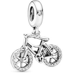 Pandora Jewelry Bicycle Dangle Cubic Zirconia Charm in Sterling Silver