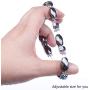 FIBO STEEL 8Pcs Hematite Bead Bracelets for Men Women 8mm Tiger Eye Stone Beads Bracelet Elastic Natural Magnetic Stone Bracelet Set
