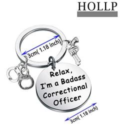 HOLLP Funny Badass Correctional Officer Gift Relax,I’m a Badass Correctional Officer Keychain Correctional Officer Jewelry Gift for Police Officer