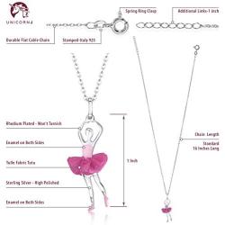 Sterling Silver 925 Ballerina Dancer Pendant Necklace for Girls Enamel 16'' Italy