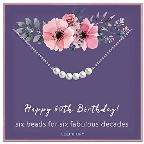 60th Birthday Gifts for Women - Sterling Silver Necklace Six Pearls for Her 6 Decades - 60 Years Old Jewelry Gift Idea 60th Birthday Gifts for Women - Sterling Silver Necklace Six Pearls for Her 6 Decades - 60 Years Old Jewelry Gift Idea
