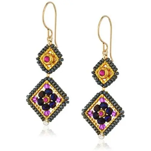 Miguel Ases Amethyst Hydro-Quartz and Swarovski Double Diamond Drop Earrings Miguel Ases Amethyst Hydro-Quartz and Swarovski Double Diamond Drop Earrings