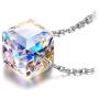 NINASUN Mothers Day Cube Square Crystal Necklace With 925 Sterling Silver Chain＆Crystal from Austria Pendant Necklace for Women Girls
