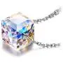 NINASUN Mothers Day Cube Square Crystal Necklace With 925 Sterling Silver Chain&Crystal from Austria Pendant Necklace for Women Girls NINASUN Mothers Day Cube Square Crystal Necklace With 925 Sterling Silver Chain&Crystal from Austria Pendant Necklace for Women Girls