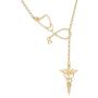 MANZHEN Medicine Stethoscope Caduceus Lariat Necklace for Doctor Nurse