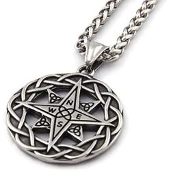 Gungneer Stainless Steel Celtic Knot Triquetra Irish Compass Necklace Trinity Strength Symbol Keel Chain Jewelry