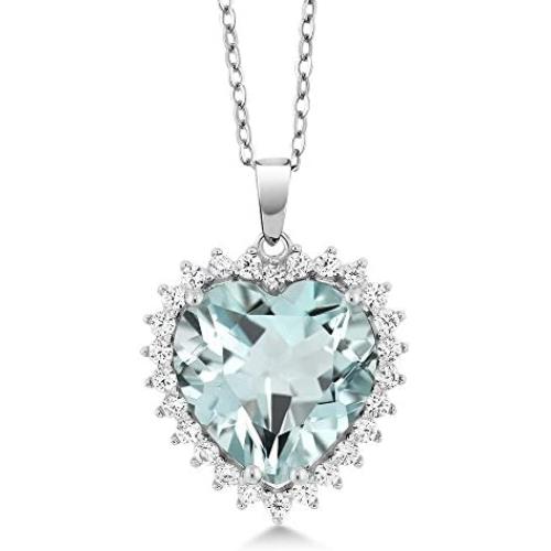Gem Stone King 925 Sterling Silver Heart Shape Pendant Necklace For Women (1/2 Inch with Complimentary 18 Inch Silver Chain)