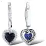 Santuzza Silver Halo Heart Shape 2 Ct Size Simulated Sapphire Color Earrings Crystal White CZ Santuzza Silver Halo Heart Shape 2 Ct Size Simulated Sapphire Color Earrings Crystal White CZ