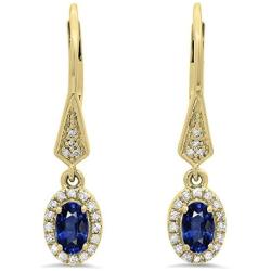 Dazzlingrock Collection 10K Ladies Halo Style Dangling Drop Earrings, Yellow Gold