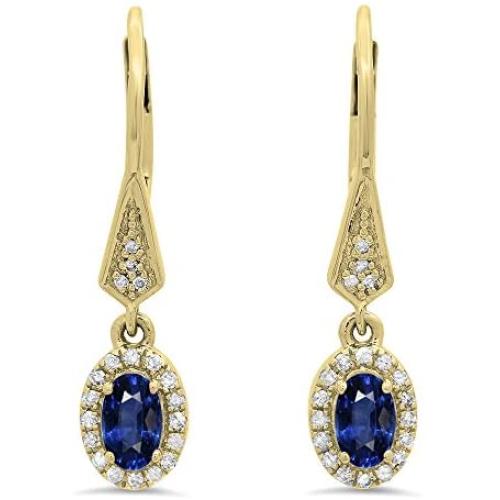 Dazzlingrock Collection 10K Ladies Halo Style Dangling Drop Earrings, Yellow Gold