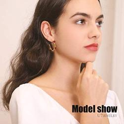 Cuff Open Earrings|Molten Hoops|Double Hoop Earrings|Infinity Hoops Sterling Silver Post Hypoallergenic 18K Gold Plated Statement Hoops,Small Medium Geometric Trendy Vintage Earrings for Women Girls