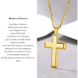 PROSTEEL Stainless Steel Cross Necklace for Men Women, Inspirational Necklace, Silver/Black/Gold Tone, Hypoallergenic, Customizable Necklace, Come Gift Box