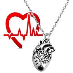 BEKECH Anatomy Bracelet Anatomical Heart Charm Adjustable Slider Bracelet CHD Awareness Heart Disease Awareness Jewelry Gift for Cardiologist Doctor Nurse