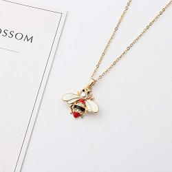 Osemind Bee Necklace for Women 14K Gold Honey Bee Pendant Necklace Enamel Bee Necklace Gold Bee Jewelry Gift for Teen Girls