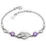 Crystalline Azuria Heart Jewelry Set for Women White Purple Zirconia Crystals Heart Pendant Necklace 18'' Stud Earrings Bracelet 7.2'' 18K White Gold Plated