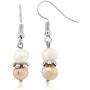 Gem Stone King Pink & White Cultured Freshwater Pearl Necklace Earrings Bracelet Set 7-8MM 18inches