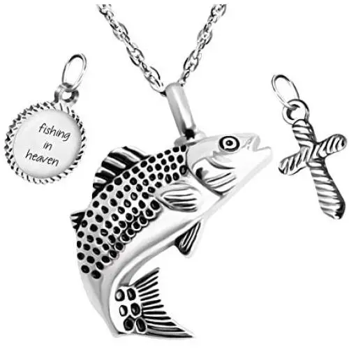 XIUDA Fish Urn Cremation Necklace for Ashes Fishing Locket Ashes Holder Keepsake Cremation Memorial Pendant Jewelry XIUDA Fish Urn Cremation Necklace for Ashes Fishing Locket Ashes Holder Keepsake Cremation Memorial Pendant Jewelry