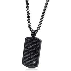 Stainless Steel Cross Jewelry Bible Verse Charm Dog Tag Pendant Necklace for Catholic Faith Gift