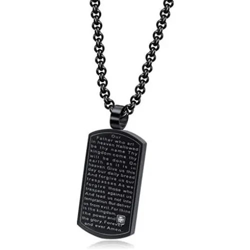 Stainless Steel Cross Jewelry Bible Verse Charm Dog Tag Pendant Necklace for Catholic Faith Gift Stainless Steel Cross Jewelry Bible Verse Charm Dog Tag Pendant Necklace for Catholic Faith Gift