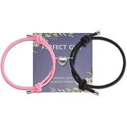 LAOBOYS JEWELLERY 2 Pcs Magnetic Couple Bracelet Mutual Attraction Heart Magnetic Bracelet for Couple Girlfriend Boyfriend Relationship Rope Bracelet Friendship Matching Bracelet for Her His Best Friend