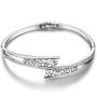 Menton Ezil Love Encounter Crystals Bangle Bracelets White Gold Plated Adjustable Hinged Jewelry