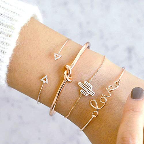 Aluinn Gold Layered Bracelet Fashion Cactus Infinity Love Hand Catenary for Women More Collocation Bracelet Jewelry