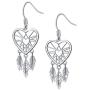 S925 Sterling Silver Dream Catcher Feather Forever Love Heart Earrings Gift for Women Girls