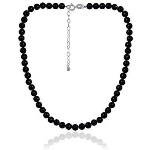 Sea of Ice Precious Gemstone 6mm Round Beads Necklace 14'' Plus 2'' Extender with Sterling Silver Spring Ring Clasp Sea of Ice Precious Gemstone 6mm Round Beads Necklace 14'' Plus 2'' Extender with Sterling Silver Spring Ring Clasp