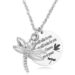 Dragonfly Urn Necklace for Ashes My Soul Knows You are at Peace Memory Tag Cremation Jewelry