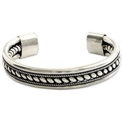 NOVICA .925 Sterling Silver Twist Motif Cuff Bracelet, 6.0'', Strength of Celuk