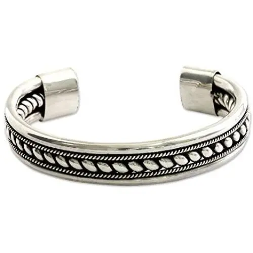 NOVICA .925 Sterling Silver Twist Motif Cuff Bracelet, 6.0'', Strength of Celuk NOVICA .925 Sterling Silver Twist Motif Cuff Bracelet, 6.0'', Strength of Celuk