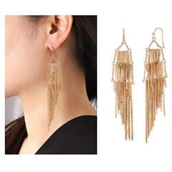 Boho Artistic Vintage Leaves Leaf Chandelier Lightweight long Metal Dangle Drop Statement Earrings for Women, Girls