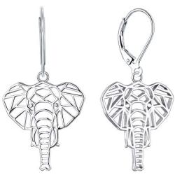 JO WISDOM Elephant Earrings,925 Sterling Silver Animal Leverback Dangle & Drop Earrings,Jewelry for Women