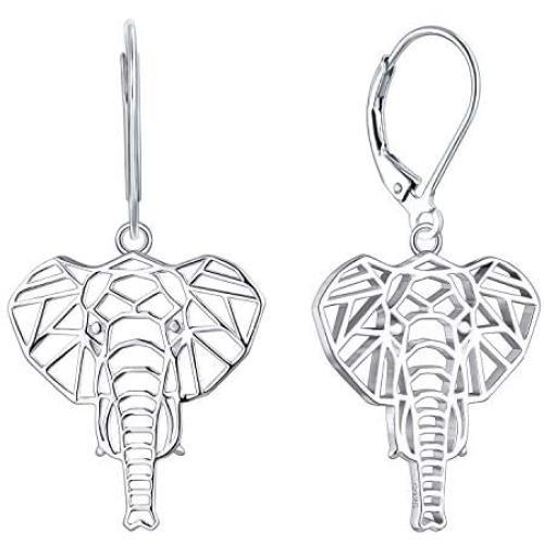 JO WISDOM Elephant Earrings,925 Sterling Silver Animal Leverback Dangle & Drop Earrings,Jewelry for Women