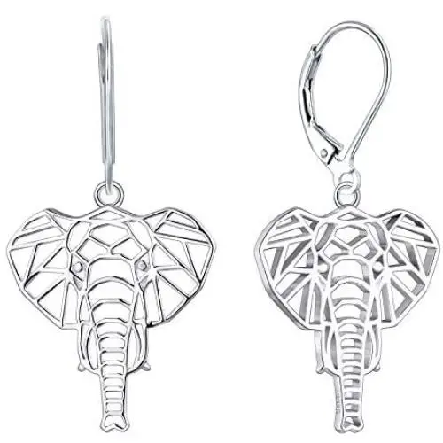 JO WISDOM Elephant Earrings,925 Sterling Silver Animal Leverback Dangle & Drop Earrings,Jewelry for Women JO WISDOM Elephant Earrings,925 Sterling Silver Animal Leverback Dangle & Drop Earrings,Jewelry for Women