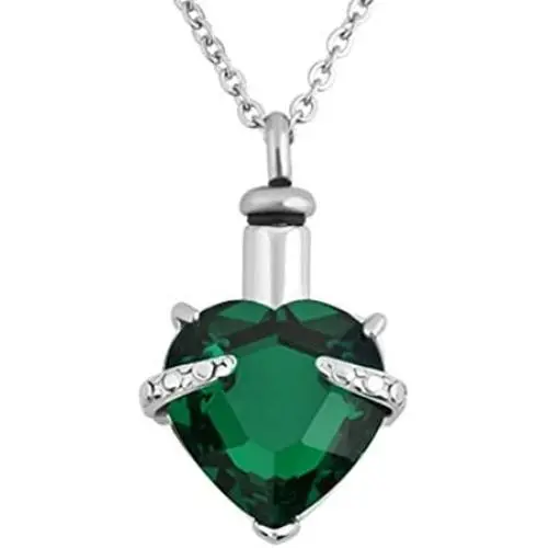 Jesse Ortega 12 Colors Birthstone Cremation Urn Necklace of Ashes Heart Crystal Keepsake Memorial Stainless Steel Necklace Jesse Ortega 12 Colors Birthstone Cremation Urn Necklace of Ashes Heart Crystal Keepsake Memorial Stainless Steel Necklace