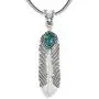 Turquoise Feather Pendant Necklace in Sterling Silver 925 & Genuine Turquoise (20'' Length) Turquoise Feather Pendant Necklace in Sterling Silver 925 & Genuine Turquoise (20'' Length)