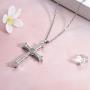 Jewenova Cross Projection Necklace for Women Men Bible Lords Prayer Cross Necklace Cubic Zirconia Cross Pendant Necklace Christian Religious Jewelry Gifts for Women