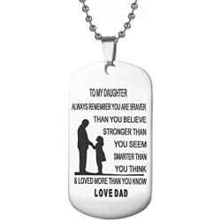 LITTONE Dad Mum to Son Inspirational Mens Jewelry Dogtag Pendant Necklace Military Stainless Steel Dog tag Love Boy Girl Gifts