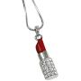 DianaL Boutique Designer Look Crystal Red Lipstick 3D Pendant and 18'' Necklace Gift Boxed Fashion Jewelry