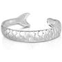 Unique Royal Jewelry. Solid 925 Sterling Silver and 14k Gold Plated Cod Fish Cuff Bracelet