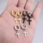 TXPFF 3 Pairs of Cross Earrings Dangle Hinged Men Earrings Stainless Steel Cross hoop Earrings for Men and Women ,Silver,Gold ,Black TXPFF 3 Pairs of Cross Earrings Dangle Hinged Men Earrings Stainless Steel Cross hoop Earrings for Men and Women ,Silver,Gold ,Black