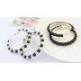 Large Hoop Dangle Earring Black White Pearl Earring With Stainless Steel Pin Big Circle Loop Earrings For Women Girls Jewelry