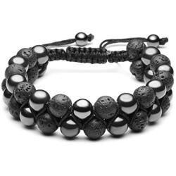 Top Plaza Men Women 8mm Lava Rock Stone Aromatherapy Essential Oil Diffuser Bracelet Braided Rope Natural Stone Yoga Beads Bracelets