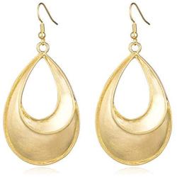 HUIMEI Fishhook Teardrop Earrings with Brushed Finished Dangle Earrings (gold5)
