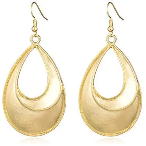 HUIMEI Fishhook Teardrop Earrings with Brushed Finished Dangle Earrings (gold5)